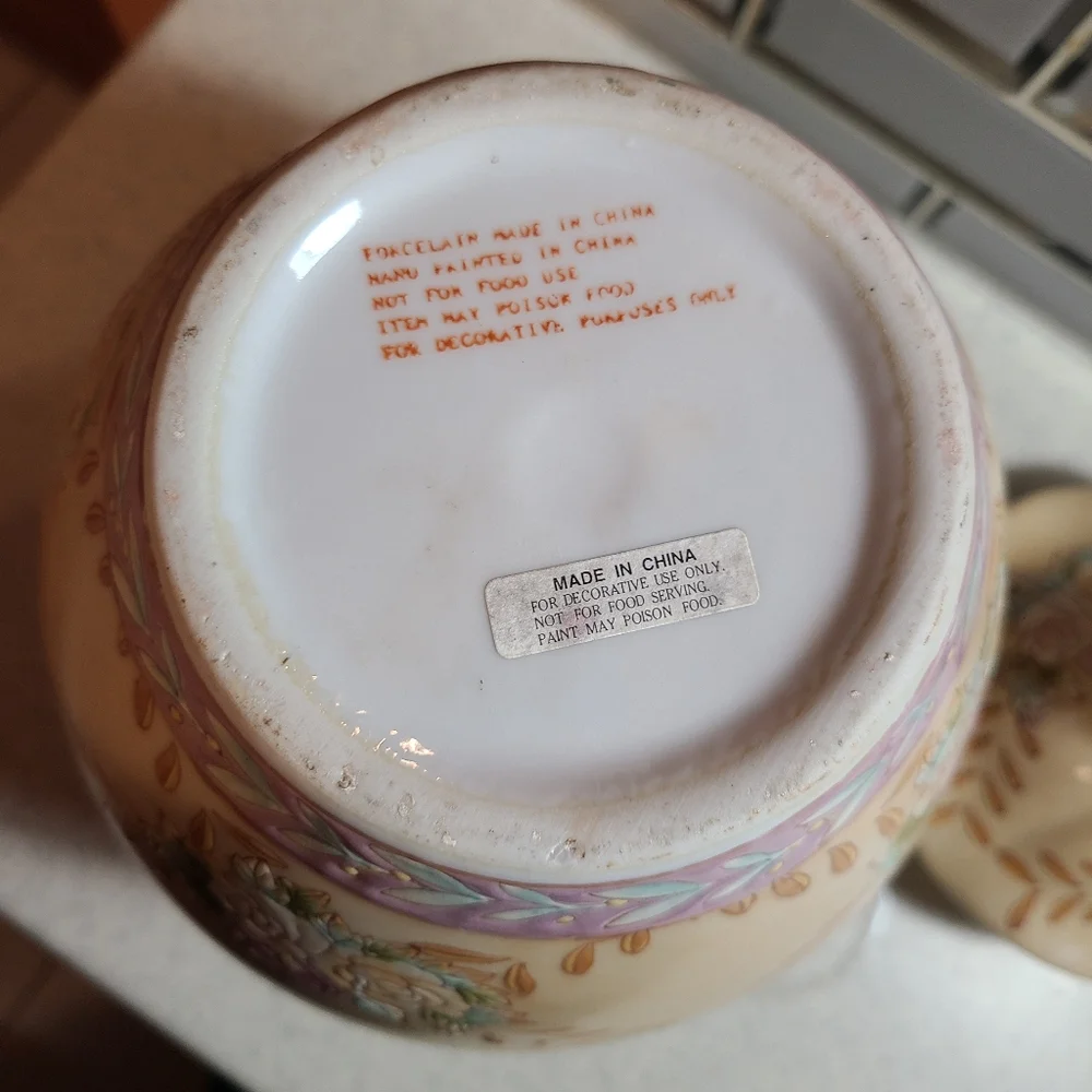 Floral Ceramic Vase with Pastel Accents With Lid